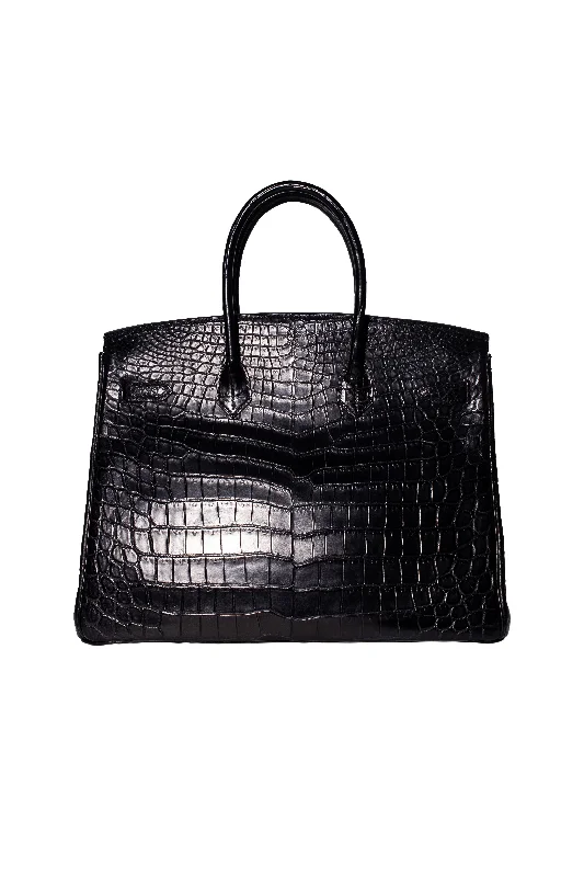 Hermes Birkin Bags with a Hand - Painted Monogram DesignHermes Birkin 35 Matt Crocodile GHW