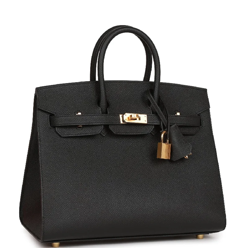 Hermes Birkin Bags in Matte Alligator Leather for a Sophisticated FinishHermes Birkin Sellier 25 Black Epsom Gold Hardware