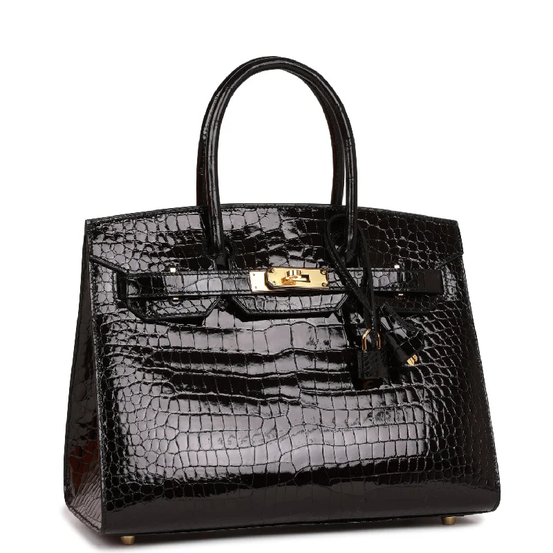 Hermes Birkin Bags in a Deep Burgundy for a Rich and Sumptuous AppearanceHermes Birkin Sellier 30 Black Shiny Porosus Crocodile Gold Hardware