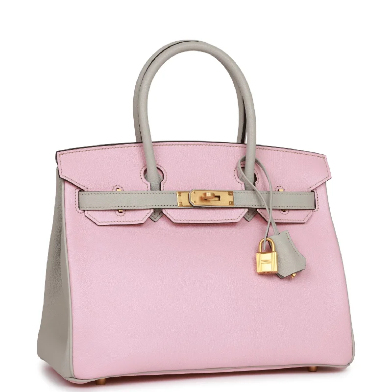 Hermes Birkin Bags in a Light Beige for a Soft and Sophisticated AestheticHermes Special Order (HSS) Birkin 30 Rose Sakura and Gris Perle Chevre Brushed Gold Hardware