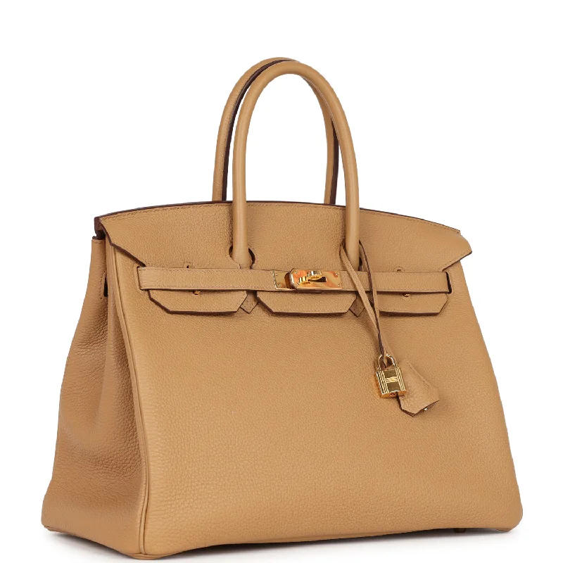 Hermes Birkin Bags with a Snap - Fastened Front Pocket for Easy AccessHermes Birkin 35 Biscuit Togo Gold Hardware