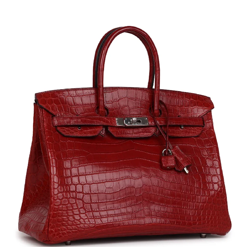 Hermes Birkin Bags in a Neutral Taupe Color for VersatilityHermes Birkin 35 Rouge H Matte Niloticus Crocodile Palladium Hardware