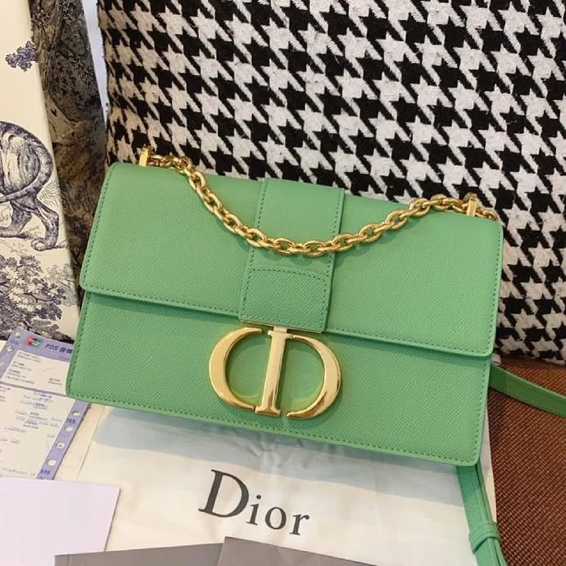 Christian Dior bags with a zip - top closure and multiple compartmentsChristian Dior 30 Montaigne Chained Bag Deep Mint Green