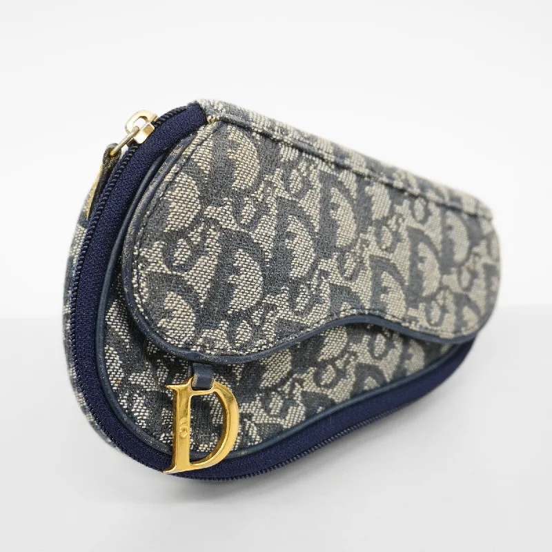 Christian Dior Saddle bags with a studded trim for a bold lookCHRISTIAN DIORAuth  Trotter Saddle Pouch Women's Canvas Pouch Navy