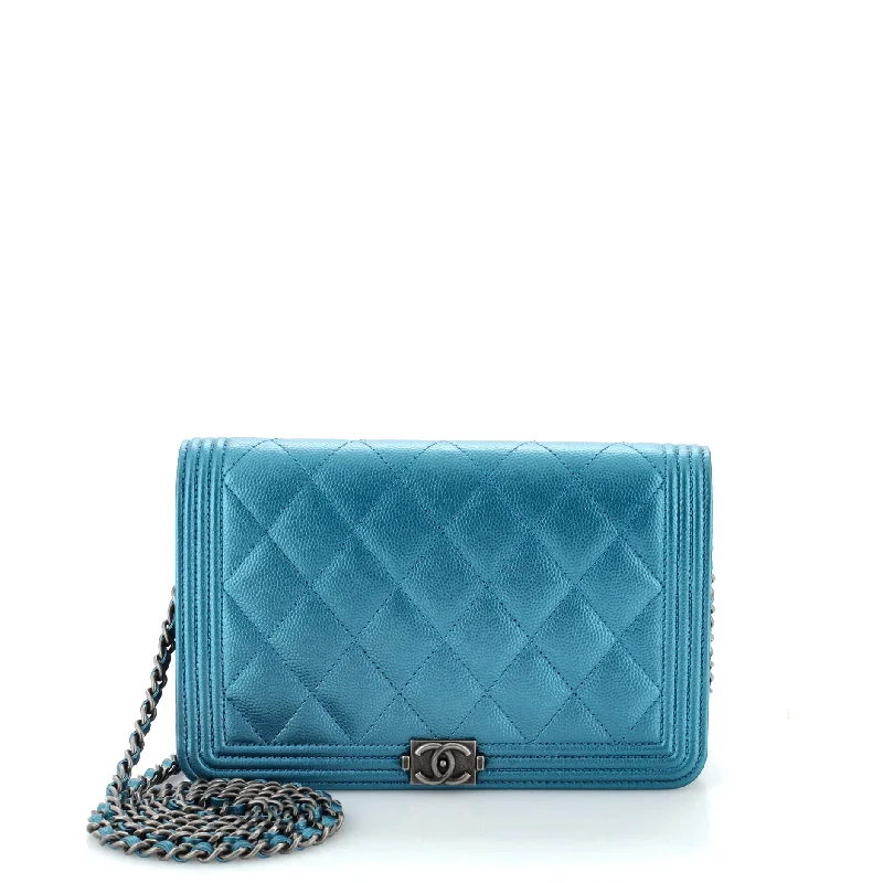 High - fashion Christian Dior bags with a geometric patternBoy Wallet on Chain Quilted Caviar