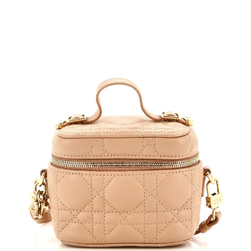 Christian Dior backpacks with a sleek, minimalist silhouetteLady Dior Vanity Case Cannage Quilt Lambskin Micro