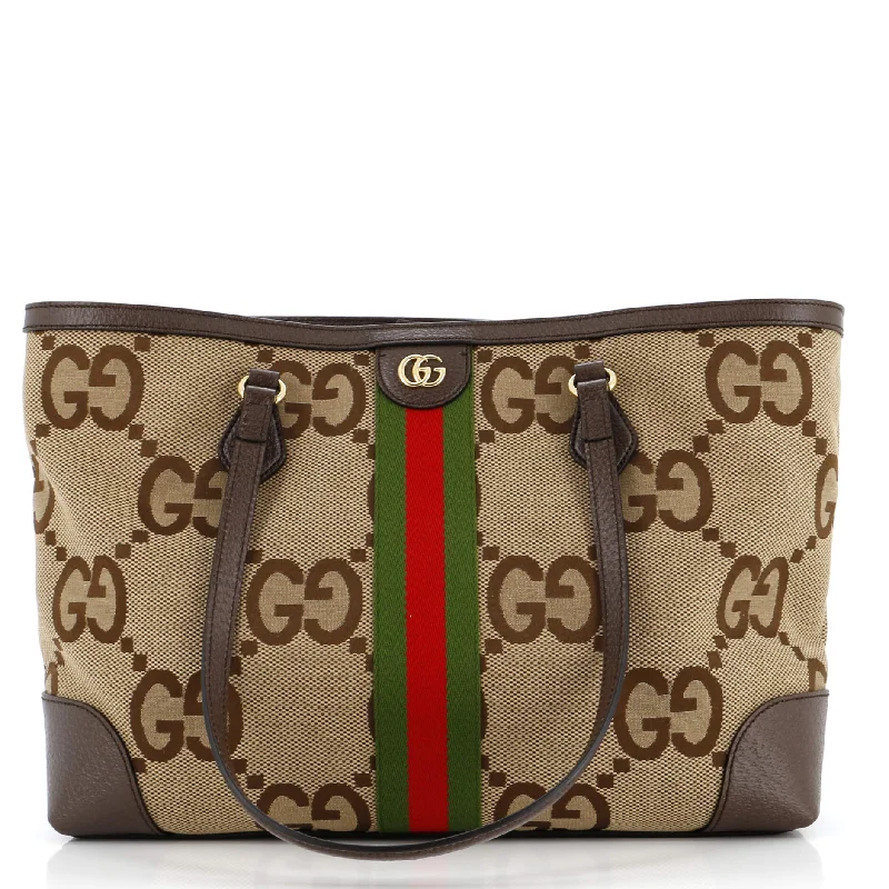 Christian Dior handbags with a snap - button closure and a decorative buckleOphidia Shopping Tote Jumbo GG Canvas Medium