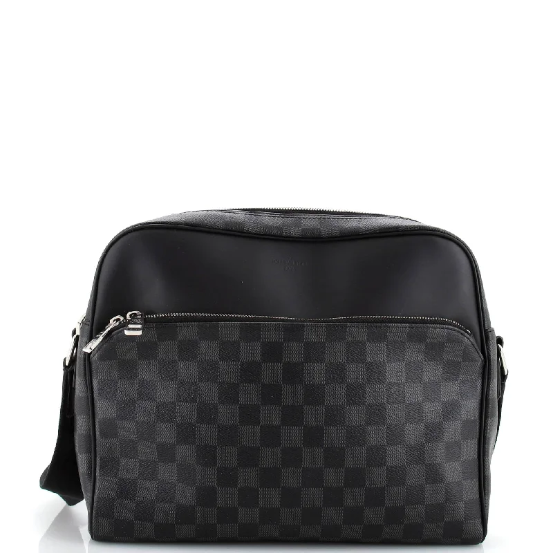 Christian Dior Saddle bags with a patent leather finish for a shiny lookDayton Reporter Bag Damier Graphite MM